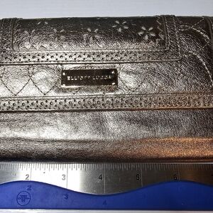 Elliott Lucca Gold Floral Trifold Wallet, 100% Pig Leather(super soft)